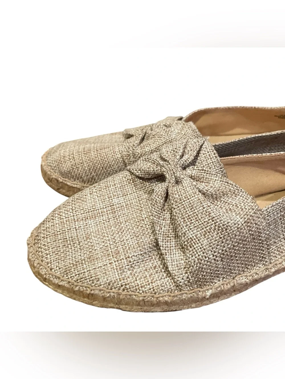 Talbots Izzy Knot Linen Espadrille Flats Beige Women’s Size 11M Slip On Shoes
